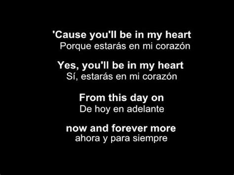 letra de la cancion en mi corazon|you'll be in my heart letra.